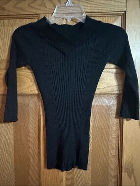 It's Our Time Black Ribbed V-Neck Sweater